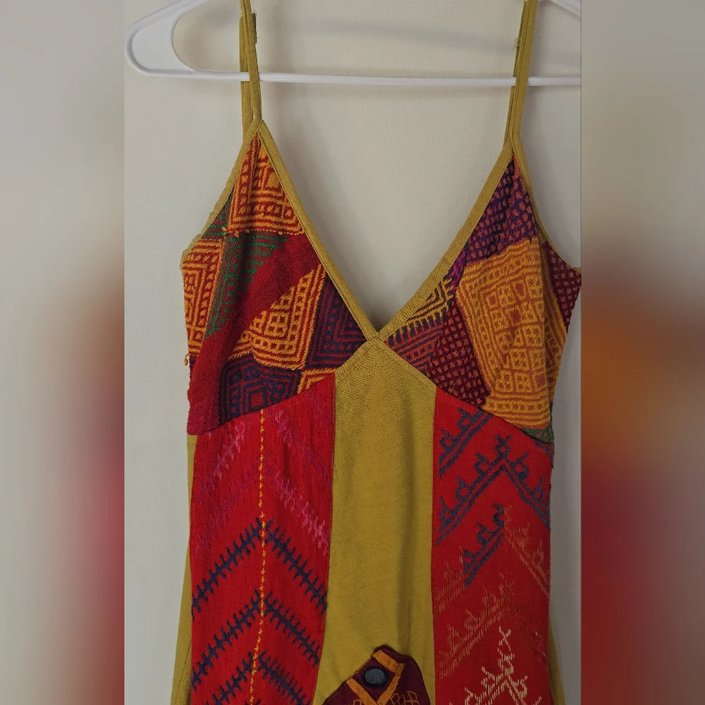 Colorful Patchwork Spaghetti Strap Dress Small NWOT - Picture 3 of 4